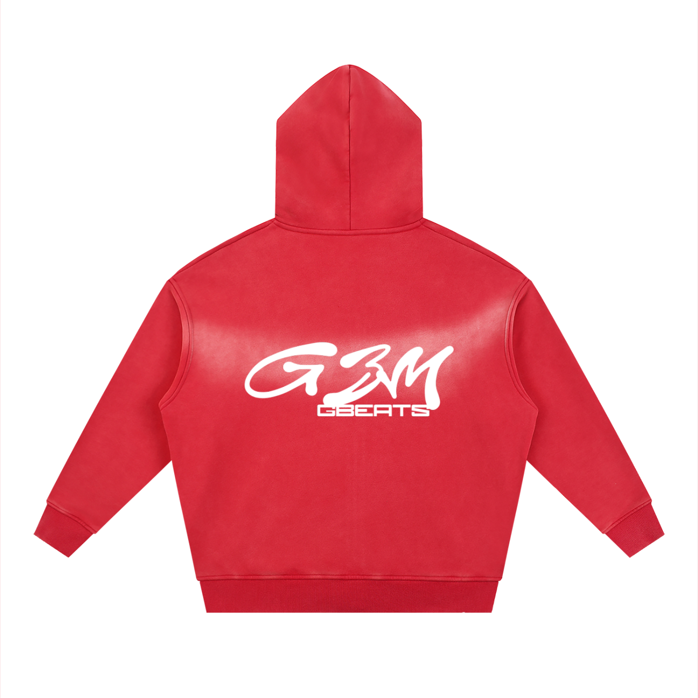 RED TWO-WAY ZIPPER BOXY GBM HOODIE