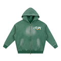 GREEN TWO-WAY ZIPPER BOXY GBM HOODIE